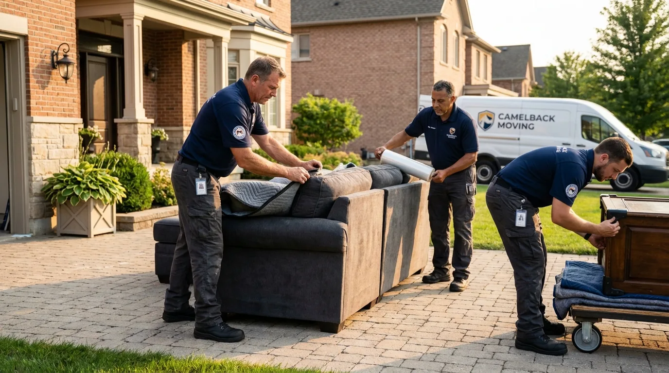 Large estate moving crew wrapping furniture in Shawnee, OK